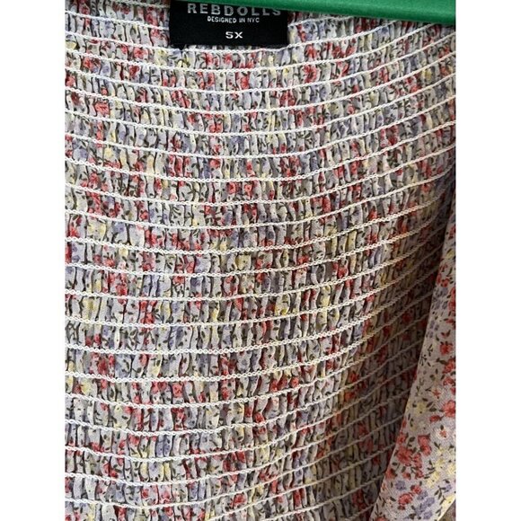 Retro Floral Top 5x Pink Feminine Crop Ruffle Boho Dainty Western 80s Chic Indie - Picture 4 of 12